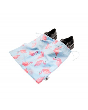 Dwukomorowy worek na buty i bieliznę, bawełniany, wzór flamingi, 100% rzemiosło Baga