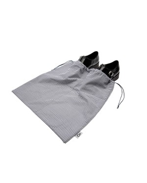 Dwukomorowy worek na buty i bieliznę, bawełna, wzór w paski, 100% polskie rzemiosło Baga