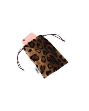 Luksusowe etui na telefon z futra serwal Baga – torebka kopertówka na wyjście, organizer z satyny