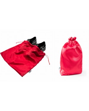 Luksusowy zestaw podróżny Baga – elegancki worek na buty i bieliznę z czerwonej satyny