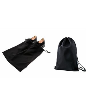 Prestiżowy aksamitny zestaw podróżny Baga: dwukomorowy organizer na buty & worek na bieliznę. Satynowa podszewka. Made in PL