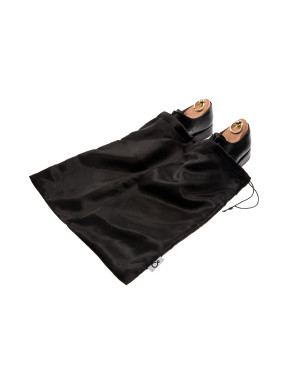 Luksusowy  czarny satynowy worek na buty unisex | Dwukomorowy organizer podróżny | Personalizacja Baga