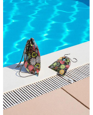 Luksusowy plecak i worek wodoodporny w kwiaty Baga. Zestaw dla podróżującej kobiety. Rękodzieło z Polski