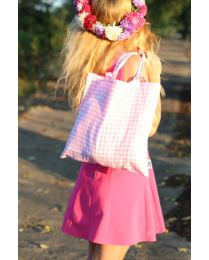 torba bawełniana w kratkę różową