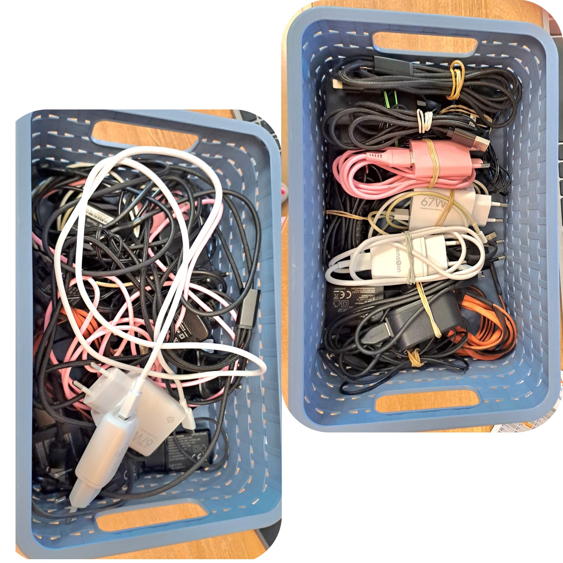 organizacja kabli i ładowarek