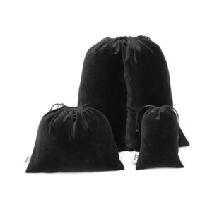 Exclusive 3-piece travel set: black Polish velvet and cotton satin