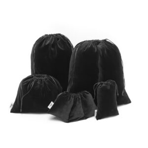 Exclusive 5-piece travel set: black cotton velvet Baga
